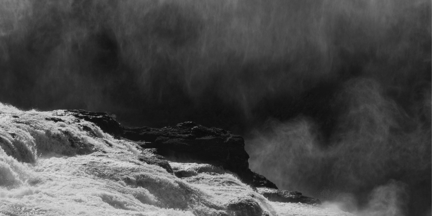Gullfoss op IJsland in zwart-wit